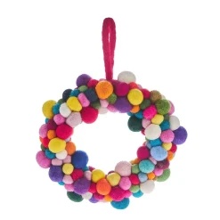 Kranz Filzkugeln, Bunt, 20 Cm