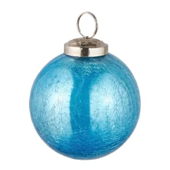 Kugel Craquele, Glatt/blau, 7.5 Cm