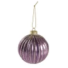 Kugel Dekor, Rillen/lila, 8 Cm