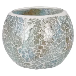 Kugel-Windlicht Mosaik, Hellblau/silber, 10 X 8 Cm