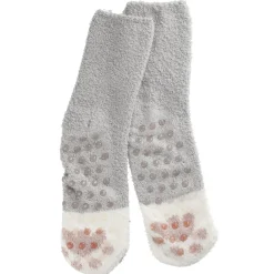 Kuschelsocken Anti-Rutsch, Uni/grau/offwhite