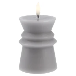 LED-Kerze Design, Eckig/grau, 12 Cm