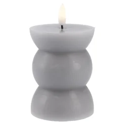 LED-Kerze Design, Rund/grau, 12 Cm