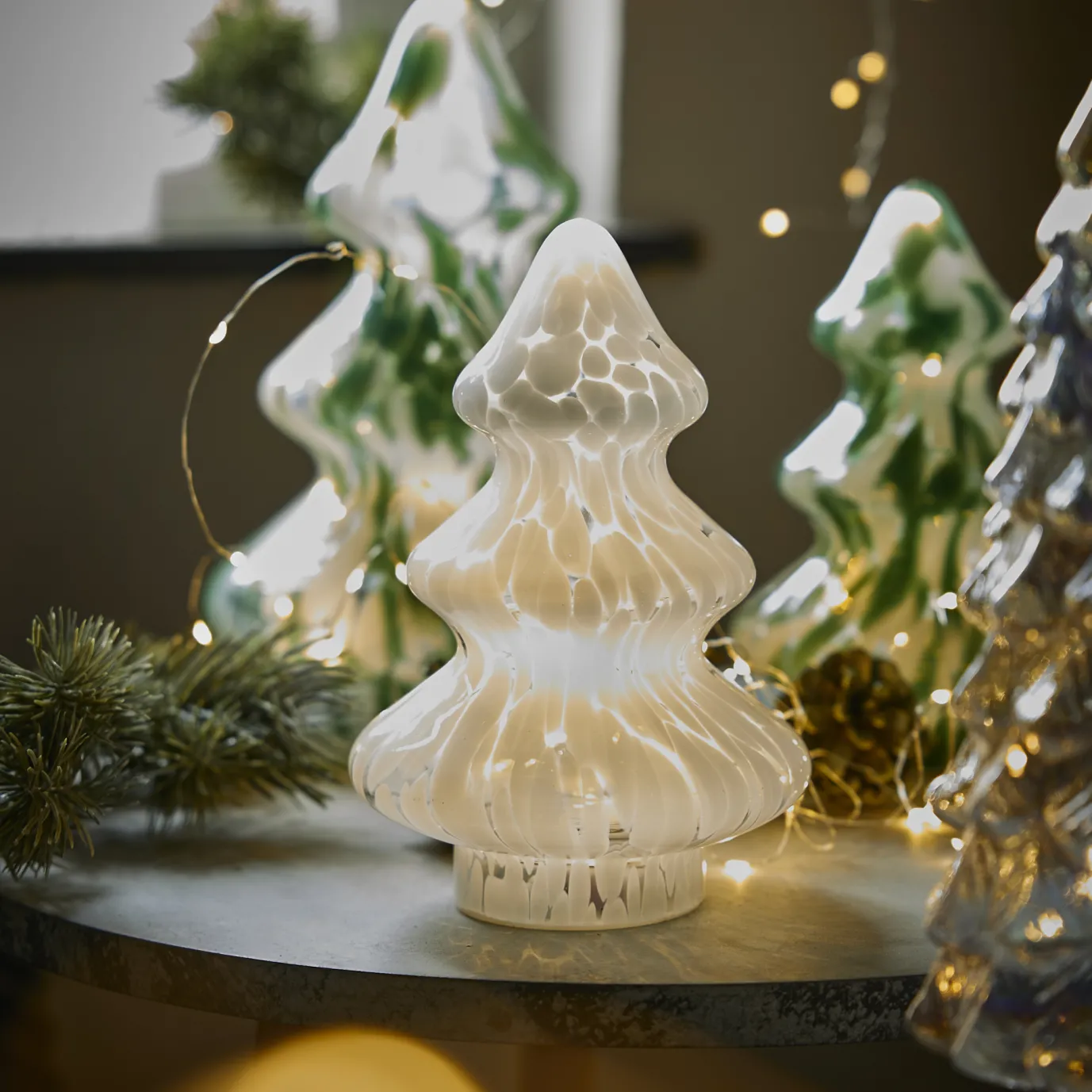 LED-Tanne Sprenkel, Weiß, 20 Cm