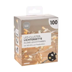 Lichterkette Cluster, 2 Farben, Silber, 100er