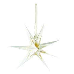 Papierstern , 3D, Weiß/gold, 18 Cm