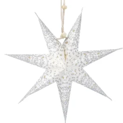 Papierstern Konfetti, Weiß/silber, 18 Cm