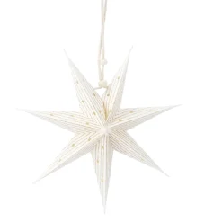Papierstern Punkte, Weiß/gold, Streifen, 18 Cm