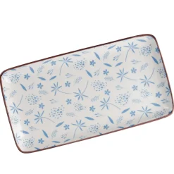 Platte China, Blau, Gräser, 23 Cm