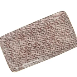 Platte China, Goldrand, Bordeaux/weiß, Striche, 23 Cm