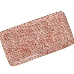 Platte China, Goldrand, Rot/weiß, Striche, 23 Cm