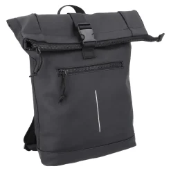 Rucksack Rolltop Mit Reflektor, Schwarz, 16 Liter