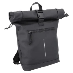 Rucksack Rolltop Mit Reflektor, Schwarz, 16 Liter