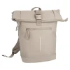Rucksack Rolltop Mit Reflektor, Taupe, 16 Liter