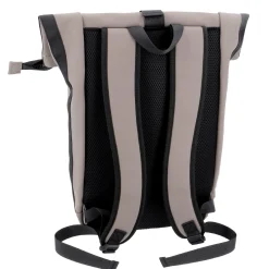 Rucksack Rolltop Mit Reflektor, Taupe, 16 Liter