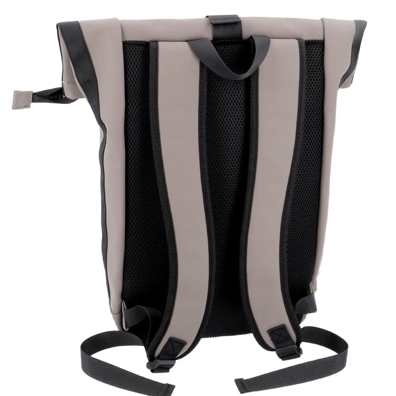 Rucksack Rolltop Mit Reflektor, Taupe, 16 Liter