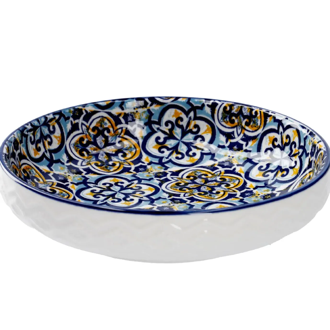 Schale China, Flach, Blau/gelb, 15 Cm