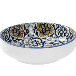 Schale China, Flach, Blau/gelb, 12 Cm