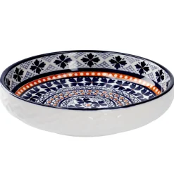 Schale China, Flach, Blau/orange, 15 Cm