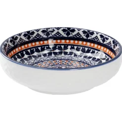 Schale China, Flach, Blau/orange, 12 Cm