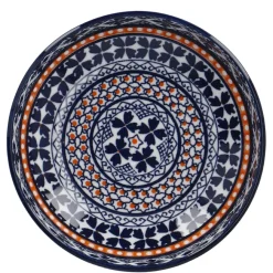 Schale China, Flach, Blau/orange, 9 Cm