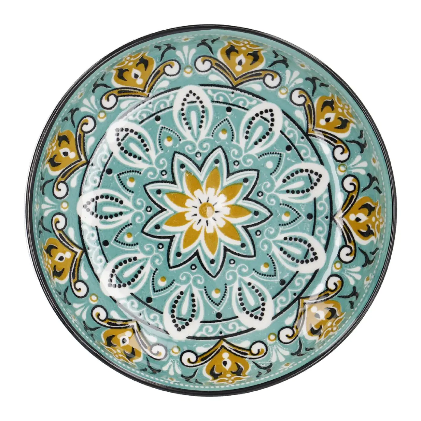 Schale China, Flach, Grün/braun, 15 Cm