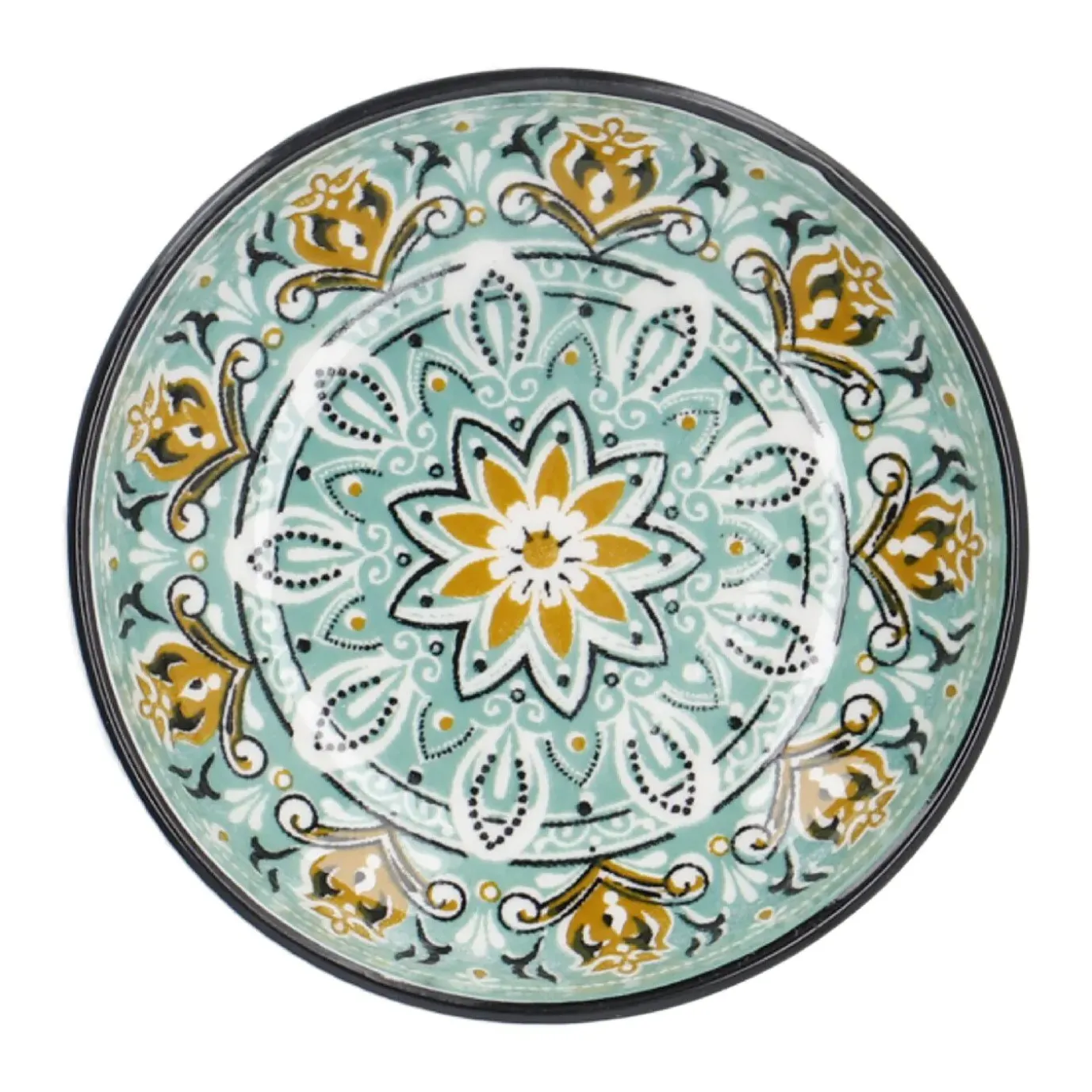 Schale China, Flach, Grün/braun, 9 Cm