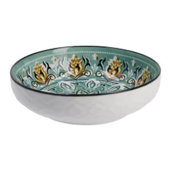 Schale China, Flach, Grün/braun, 12 Cm