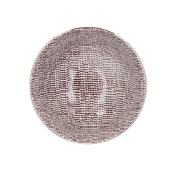 Schale China, Groß, Bordeaux/weiß, Striche