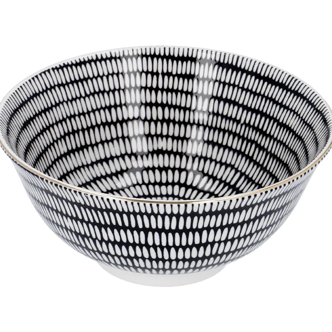 Schale China, Groß, Schwarz/weiß, Stäbchen/Kreis