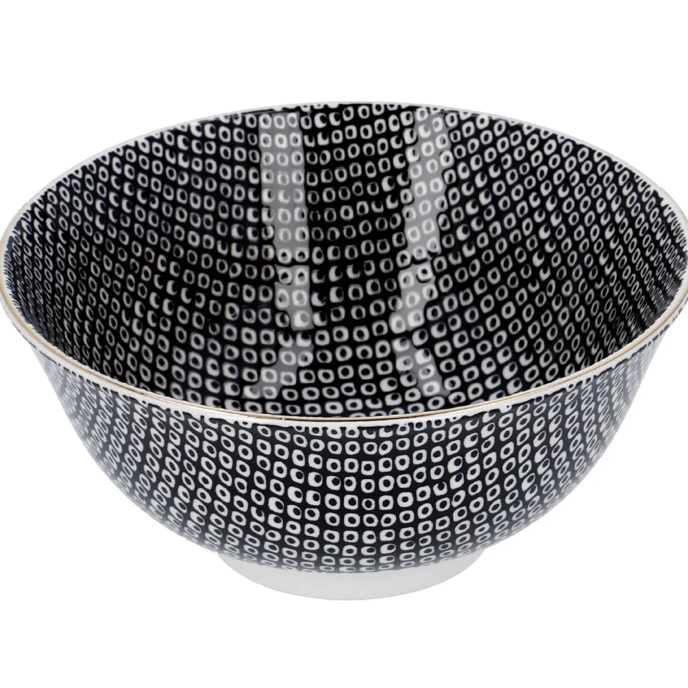 Schale China, Groß, Schwarz/weiß, Perlen