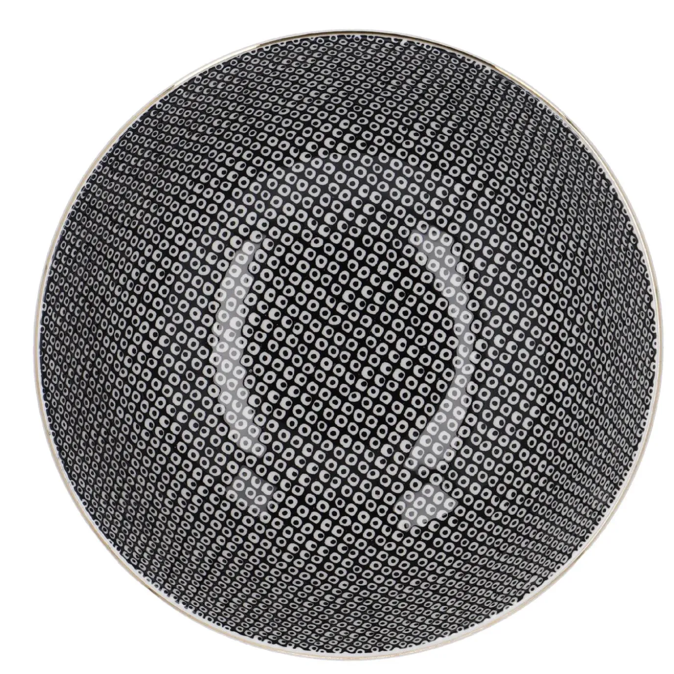 Schale China, Groß, Schwarz/weiß, Perlen