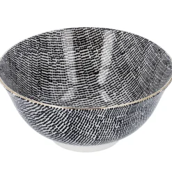 Schale China, Groß, Schwarz/weiß, Striche
