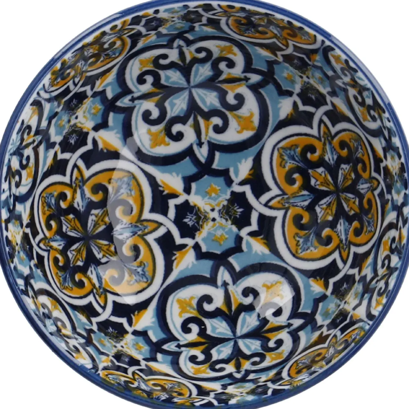 Schale China, Hoch, Blau/gelb, 9.5 Cm