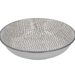 Schale China, Klein, Dunkelgrau/weiß, Striche