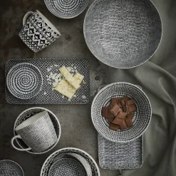 Schale China, Klein, Schwarz/weiß, Stäbchen/Kreis