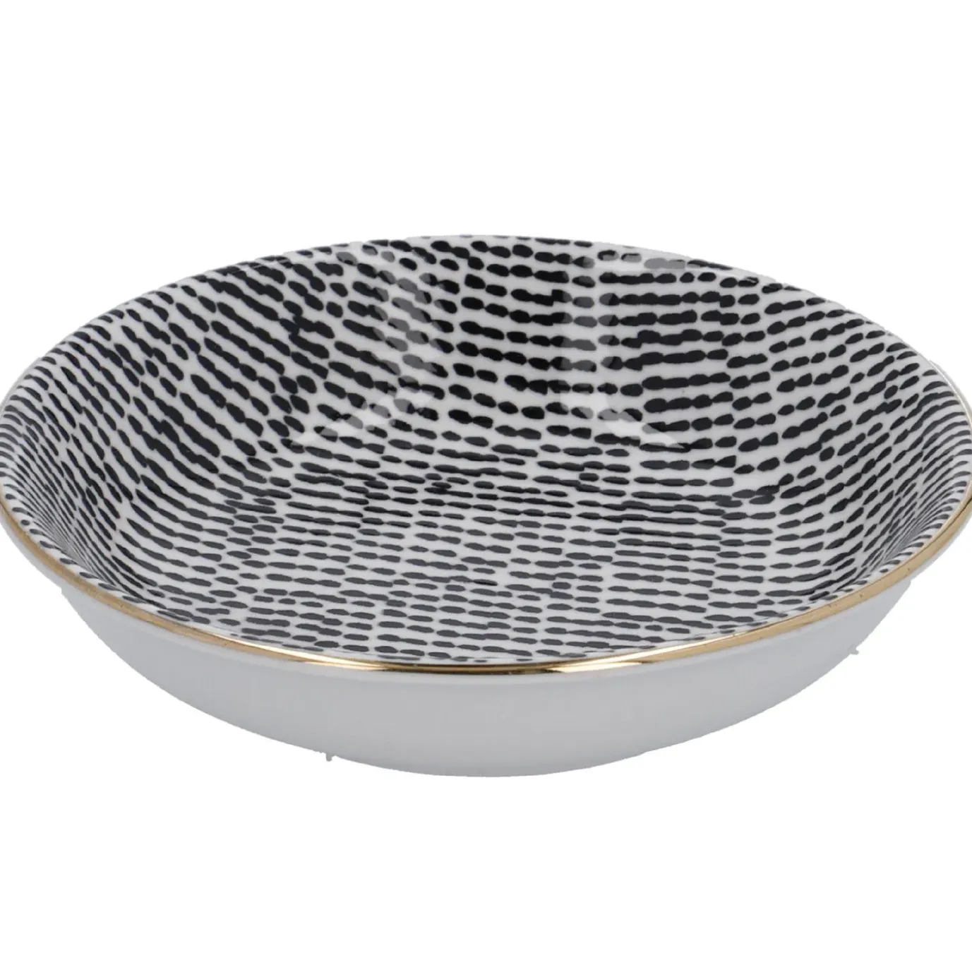 Schale China, Klein, Schwarz/weiß, Striche