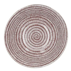 Schale China, Tief, Bordeaux/weiß, Goldrand, Stäbchen/Kreis