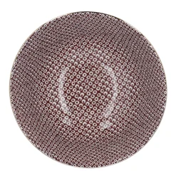 Schale China, Tief, Bordeaux/weiß, Goldrand, Perlen