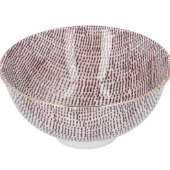 Schale China, Tief, Bordeaux/weiß, Goldrand, Striche