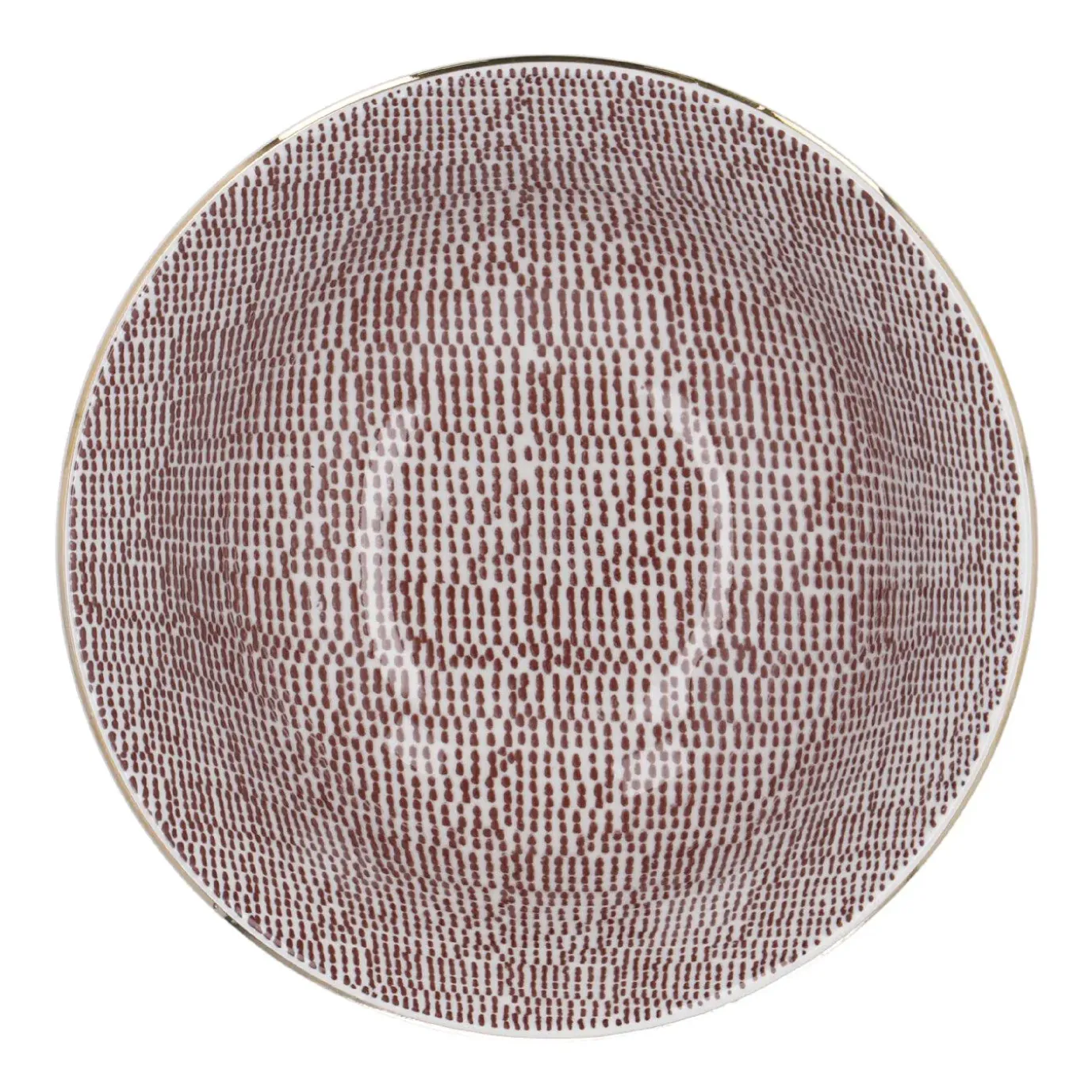 Schale China, Tief, Bordeaux/weiß, Goldrand, Striche