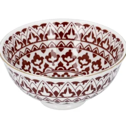 Schale China, Tief, Bordeaux/weiß, Goldrand, Orient