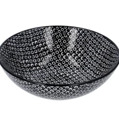 Schale China, Tief, Perlen, Schw/wss, 13 Cm