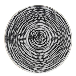 Schale China, Tief, Schwarz/weiß, Goldrand, Stäbchen/Kreis