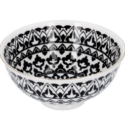 Schale China, Tief, Schwarz/weiß, Goldrand, Orient