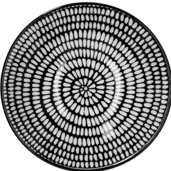 Schale China, Tief, Stäbchen/Kreis, Schw/wss, 13 Cm