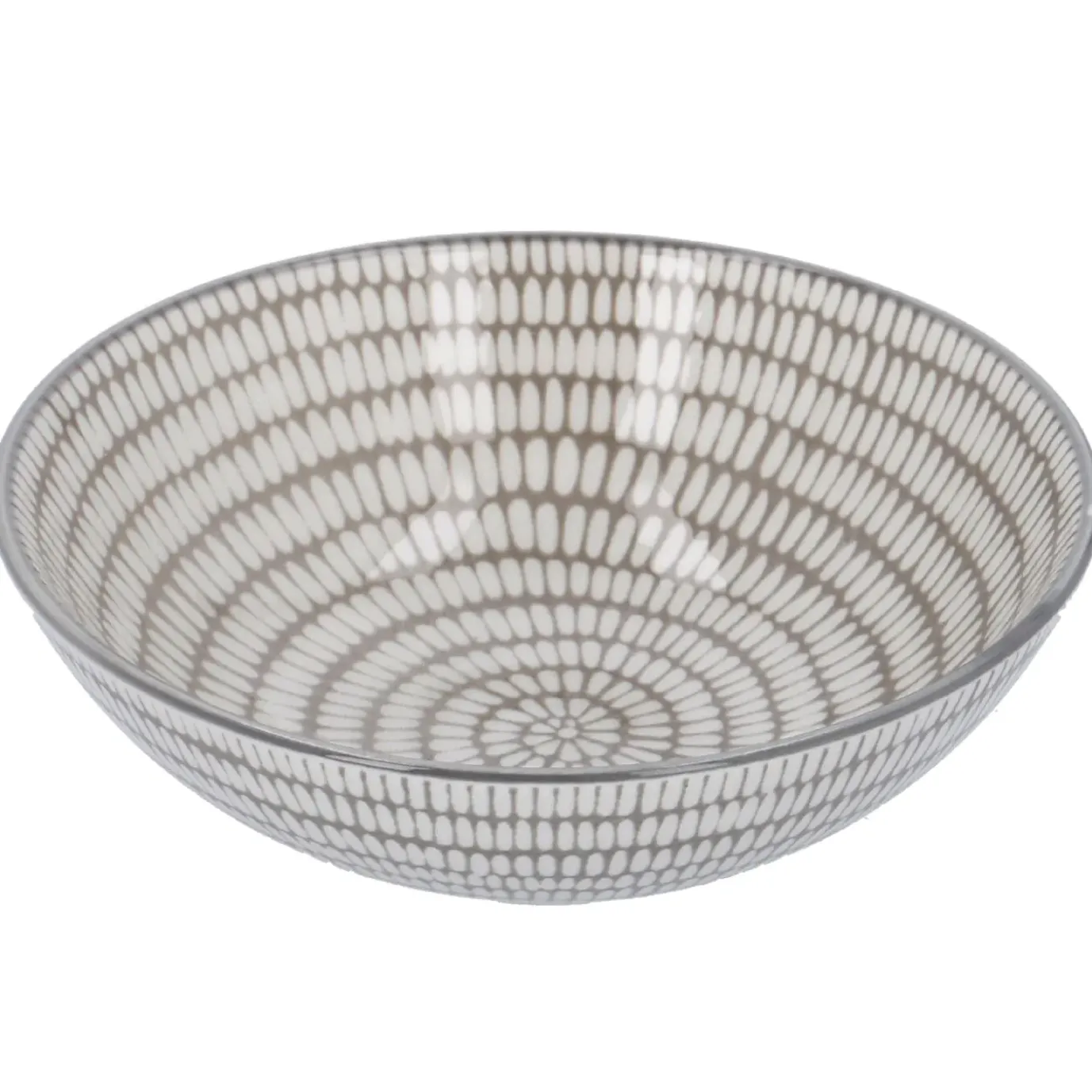 Schale China, Tief, Stäbchen/Kreis, Dunkelgrau/wss, 13 Cm