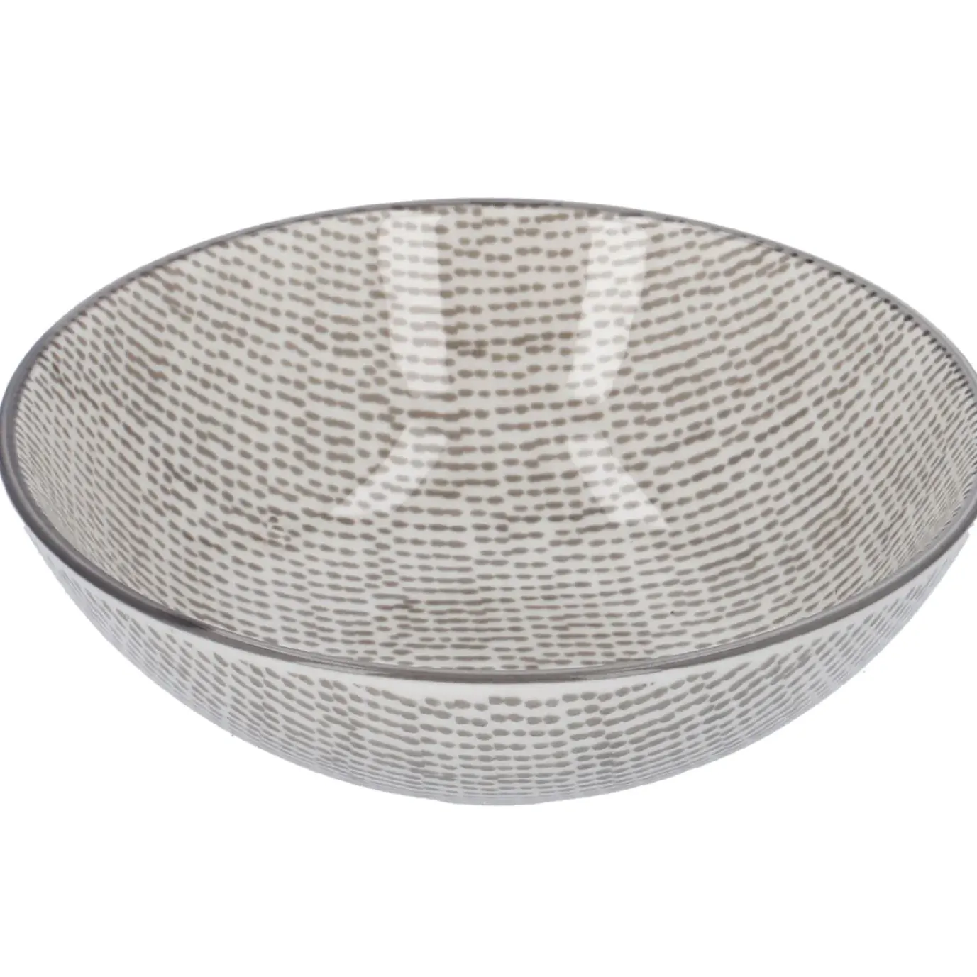 Schale China, Tief, Striche, Dunkelgrau/wss, 13 Cm