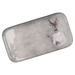 Schale Motiv, Hirsch/Blumen, 30 X 16 Cm