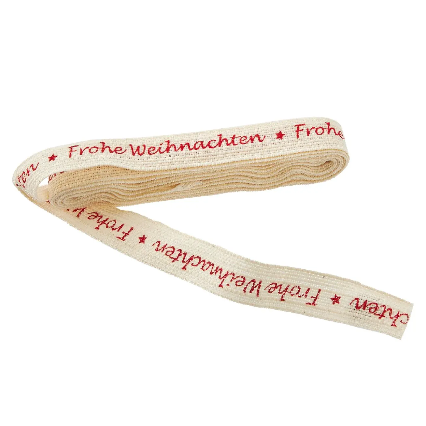Schleifenband Frohe Weihnachten, Creme/rot, 3 M